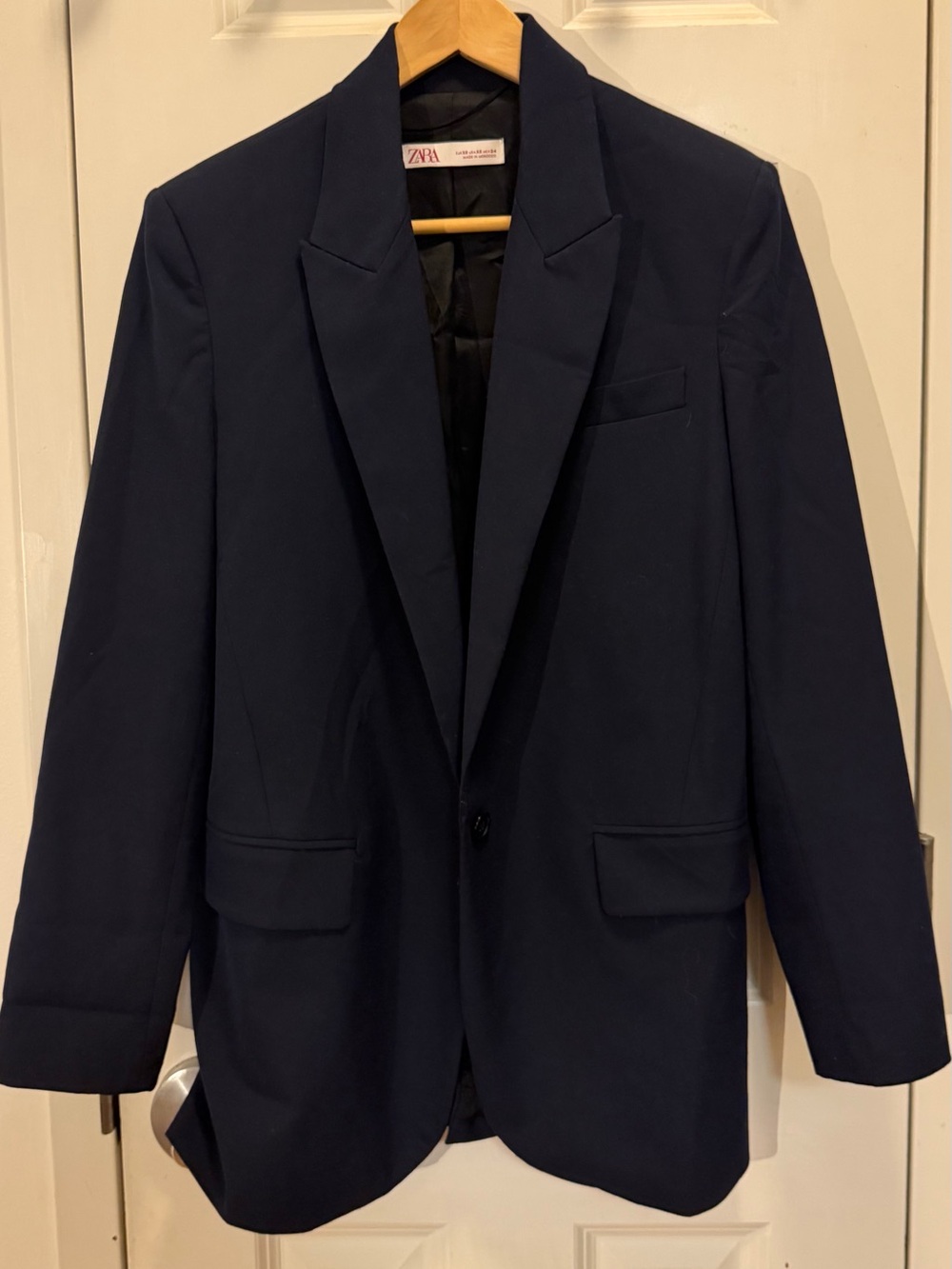 Zara Navy Single-Button Blazer